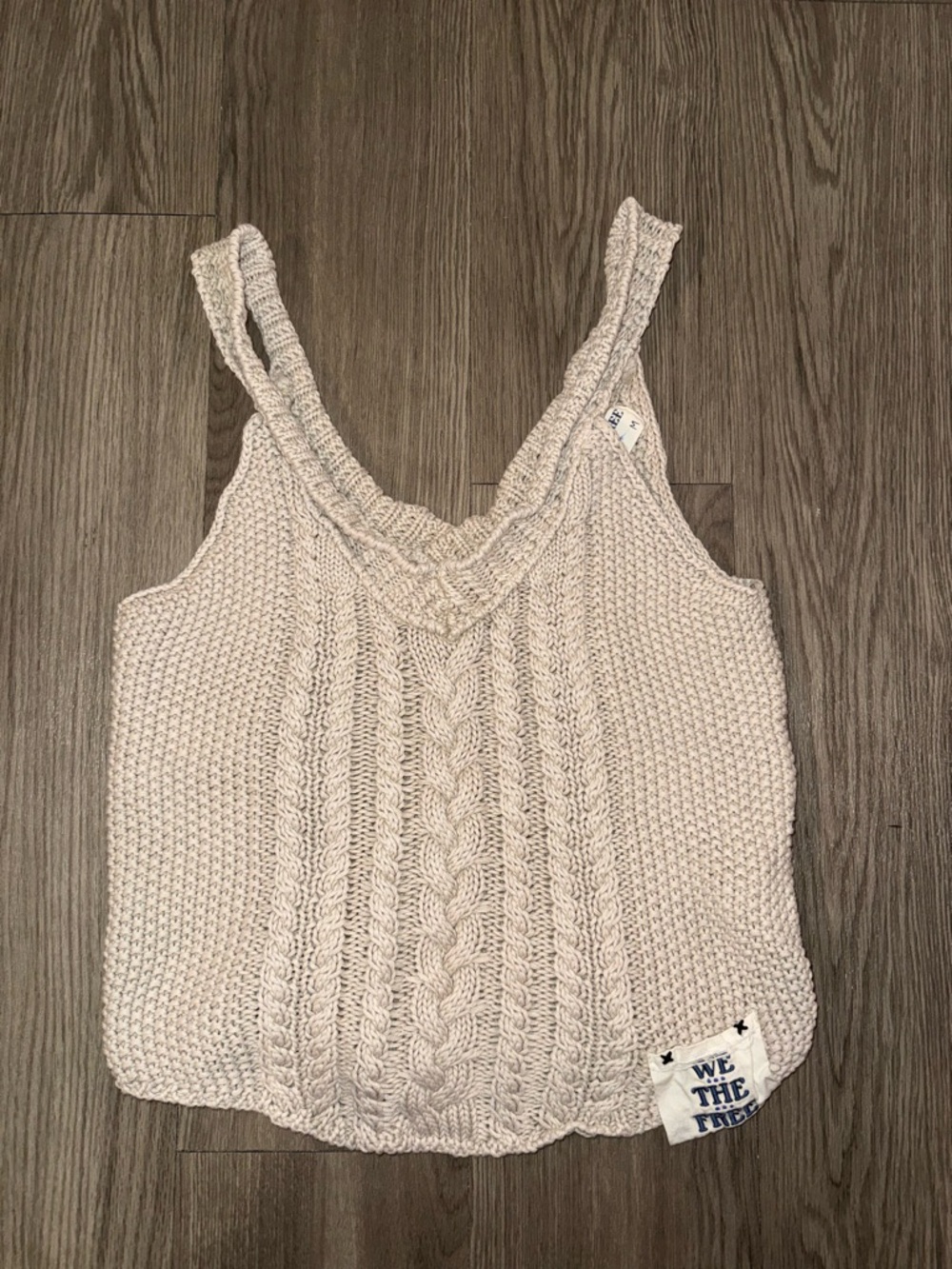We The Free Cream Cable Knit V-Neck Camisole